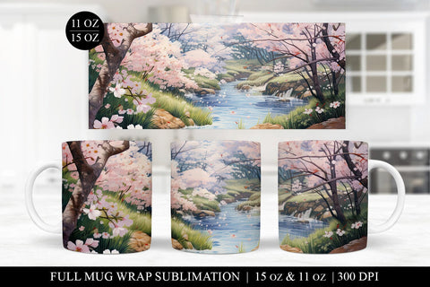 Watercolor Cherry Blossom Mug Sublimation Bundle Sublimation BijouBay 