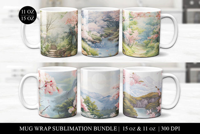 Watercolor Cherry Blossom Mug Sublimation Bundle Sublimation BijouBay 