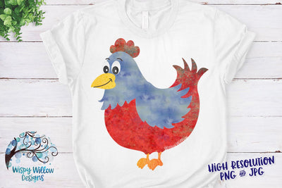 Watercolor Chicken PNG Sublimation Wispy Willow Designs 