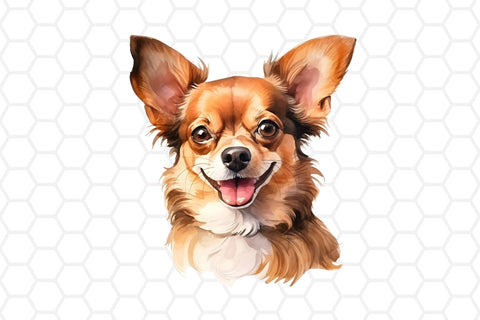 Watercolor Chihuahua Clipart PNG Sublimation DreanArtDesign 