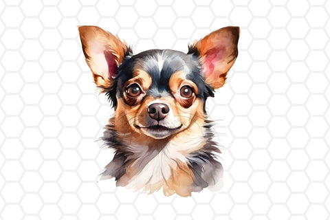 Watercolor Chihuahua Clipart PNG Sublimation DreanArtDesign 