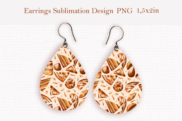 Watercolor chocolate bites teardrop sublimation earrings design Sublimation LuckyTurtleArt 