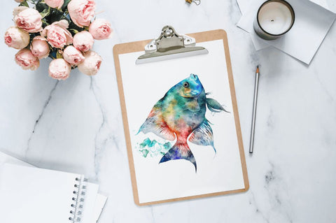 Watercolor Christian Fish Clipart Bundle Sublimation Regulrcrative 