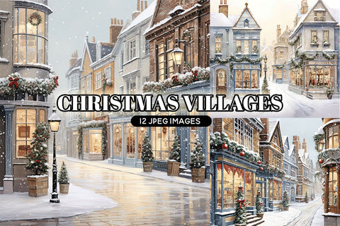 Watercolor Christmas Clipart, 12 Christmas Clipart JPGs Sublimation BijouBay 