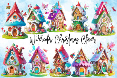 Watercolor Christmas Clipart Bundle Sublimation Rupkotha 