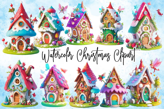 Watercolor Christmas Clipart Bundle Sublimation Rupkotha 