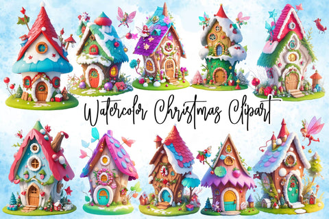 Watercolor Christmas Clipart Bundle Sublimation Rupkotha 
