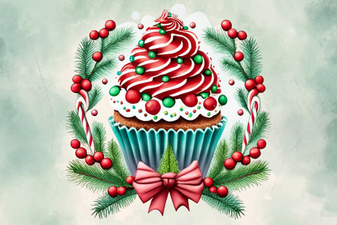 Watercolor Christmas Cupcake Clipart Sublimation Rupkotha 