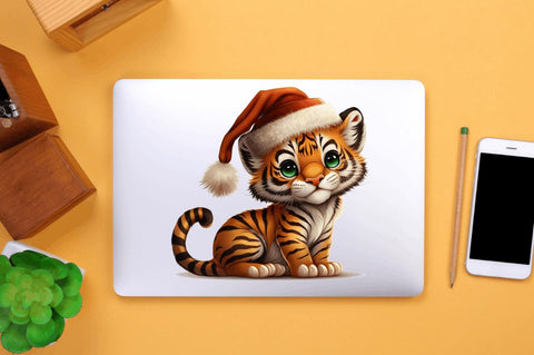 Watercolor Christmas Cute Tiger Clipart Bundle Sublimation Regulrcrative 