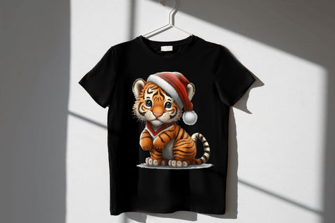 Watercolor Christmas Cute Tiger Clipart Bundle Sublimation Regulrcrative 