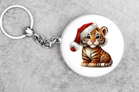 Watercolor Christmas Cute Tiger Clipart Bundle Sublimation Regulrcrative 