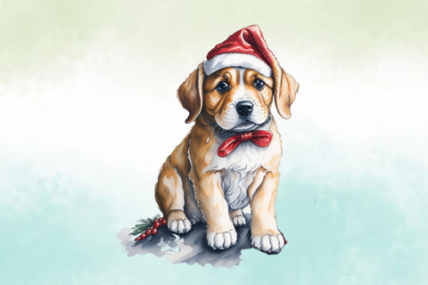 Watercolor Christmas Dog Clipart Bundle Sublimation Rupkotha 