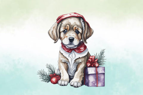 Watercolor Christmas Dog Clipart Bundle Sublimation Rupkotha 