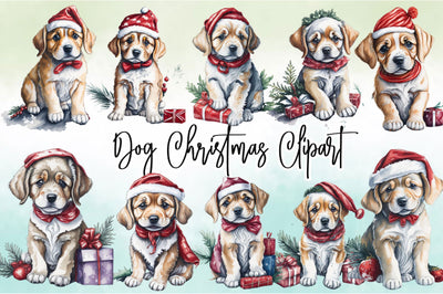 Watercolor Christmas Dog Clipart Bundle Sublimation Rupkotha 