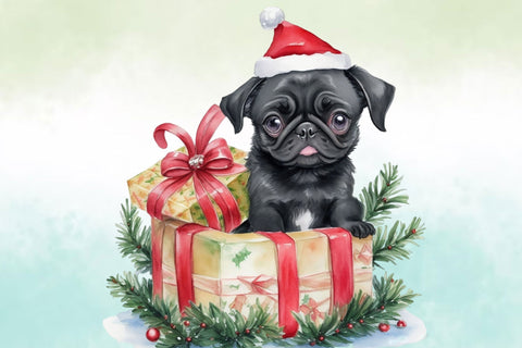 Watercolor Christmas Dog Clipart Bundle Sublimation Rupkotha 