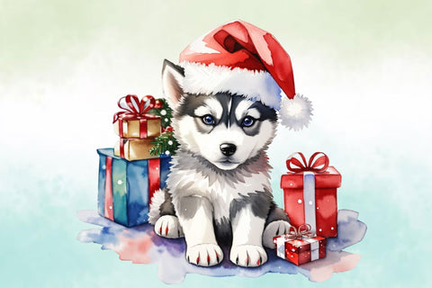 Watercolor Christmas Dog Clipart Bundle Sublimation Rupkotha 