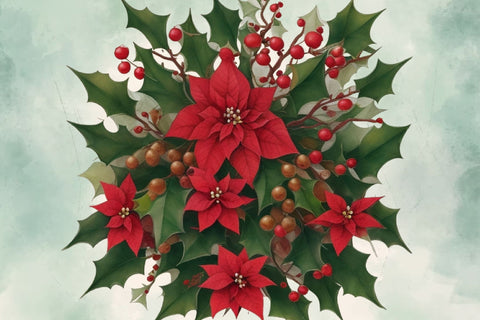 Watercolor Christmas Flower Clipart Sublimation Rupkotha 