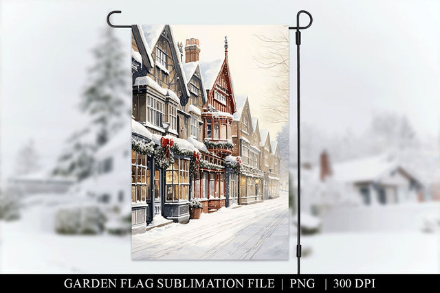 Watercolor Christmas Garden Flag Sublimation Png Sublimation BijouBay 