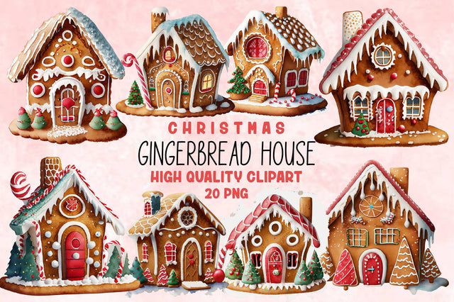 Watercolor Christmas Gingerbread House Clipart PNG Sublimation Jagonath Roy 