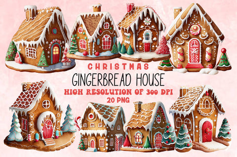 Watercolor Christmas Gingerbread House Clipart PNG Sublimation Jagonath Roy 