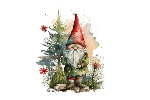Watercolor Christmas Gnome Clipart Bundle Sublimation Regulrcrative 