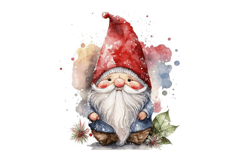Watercolor Christmas Gnome Clipart Bundle Sublimation Regulrcrative 