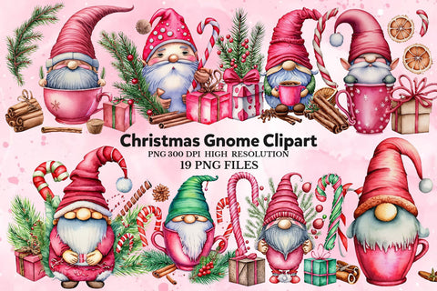 Watercolor Christmas Gnome Clipart Sublimation Rupkotha 