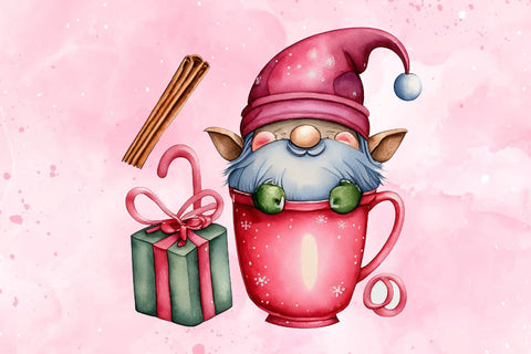 Watercolor Christmas Gnome Clipart Sublimation Rupkotha 