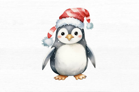 Watercolor Christmas Penguin Clipart Sublimation Regulrcrative 