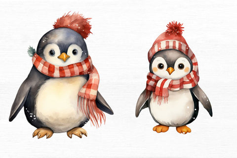 Watercolor Christmas Penguin Clipart Sublimation Regulrcrative 