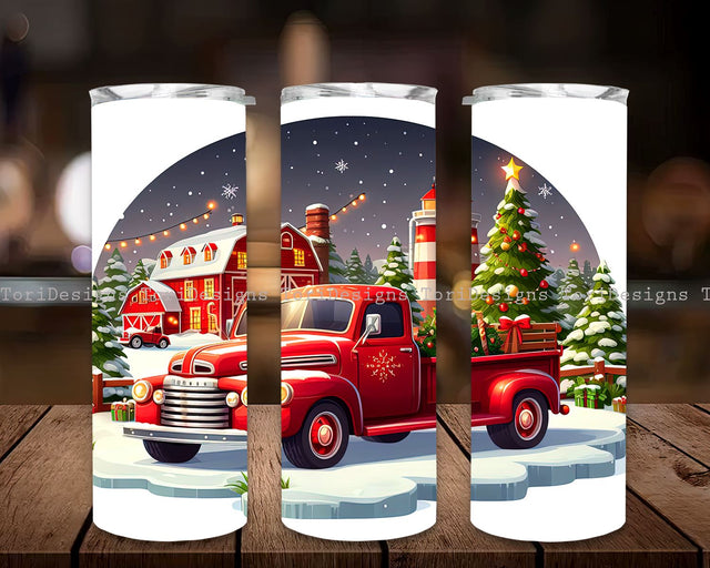 Watercolor Christmas Tumbler Sublimation Design, Red Truck Christmas PNG, Christmas Red Truck Png File Instant Download, Holiday Tumbler PNG Sublimation ToriDesigns 