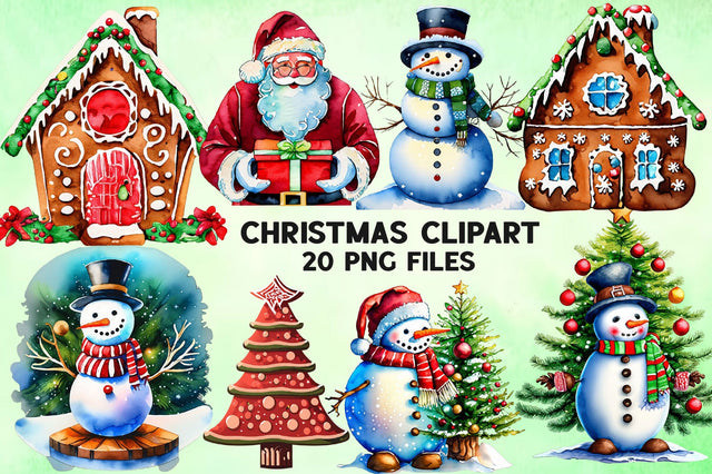 Watercolor Christmas Vintage Clipart Sublimation Rupkotha 