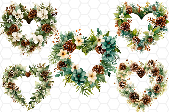 Watercolor Christmas Wreath Clipart SVG DreanArtDesign 