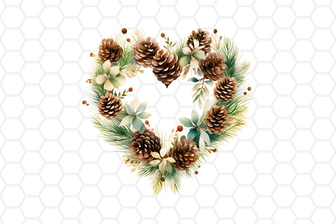 Watercolor Christmas Wreath Clipart SVG DreanArtDesign 