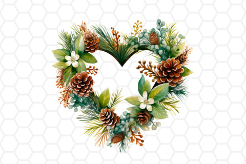 Watercolor Christmas Wreath Clipart SVG DreanArtDesign 