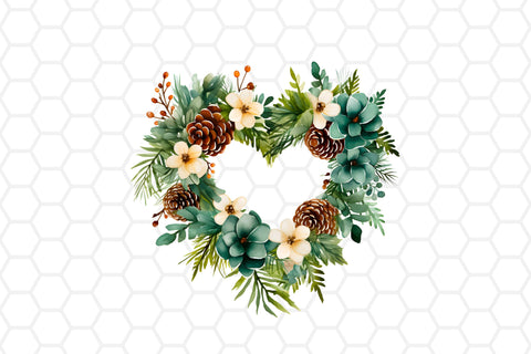 Watercolor Christmas Wreath Clipart SVG DreanArtDesign 