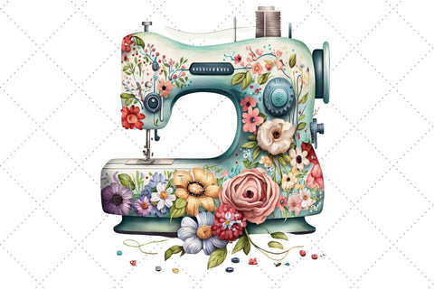 Watercolor Clipart of a Sewing Machine Bundle, Sublimation, Sewing Machine Sublimation FloridPrintables 