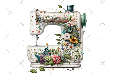 Watercolor Clipart of a Sewing Machine Bundle, Sublimation, Sewing Machine Sublimation FloridPrintables 