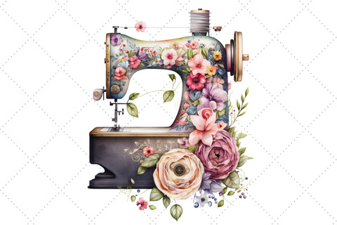 Watercolor Clipart of a Sewing Machine Bundle, Sublimation, Sewing Machine Sublimation FloridPrintables 