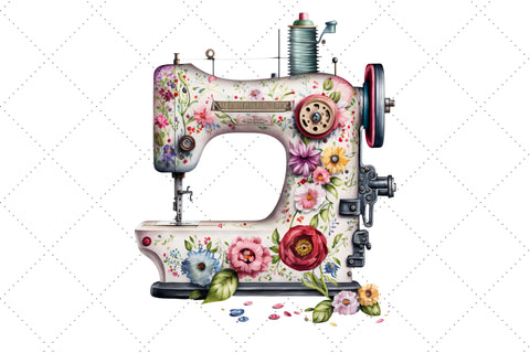 Watercolor Clipart of a Sewing Machine Bundle, Sublimation, Sewing Machine Sublimation FloridPrintables 