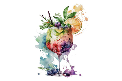 Watercolor Cocktail Clipart Bundle Sublimation Regulrcrative 