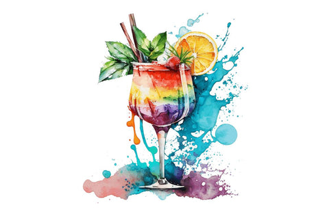 Watercolor Cocktail Clipart Bundle Sublimation Regulrcrative 