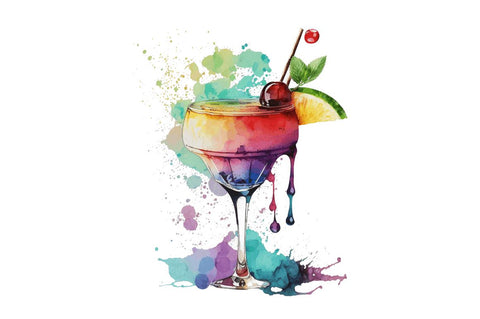 Watercolor Cocktail Clipart Bundle Sublimation Regulrcrative 