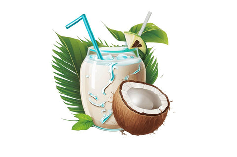 Watercolor Coconut Drink clipart bundle Sublimation Regulrcrative 