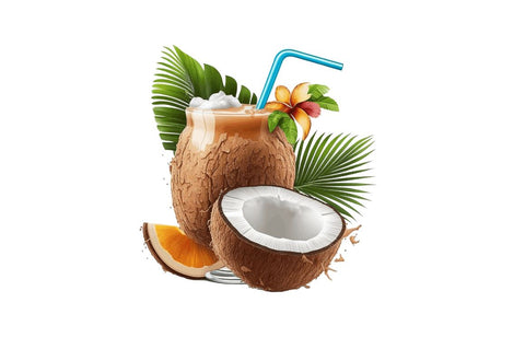 Watercolor Coconut Drink clipart bundle Sublimation Regulrcrative 