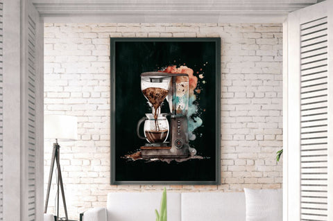 Watercolor Coffee Maker Clipart Bundle Sublimation Regulrcrative 