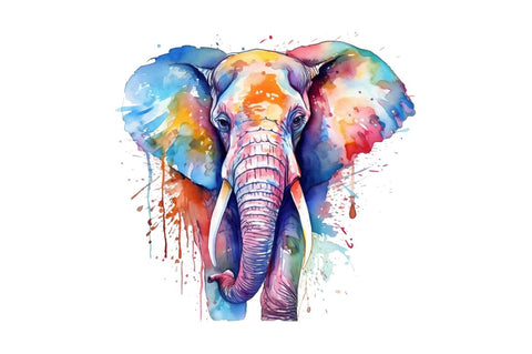 Watercolor Colorful Elephant Clipart Bundle Sublimation Regulrcrative 