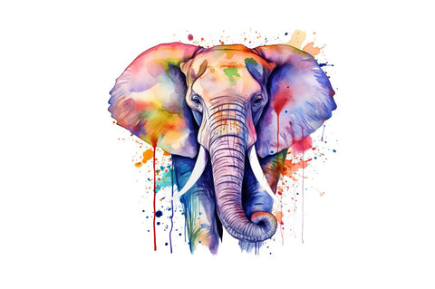 Watercolor Colorful Elephant Clipart Bundle Sublimation Regulrcrative 