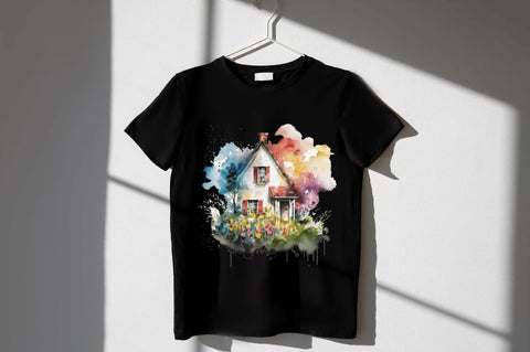 Watercolor Colorful Houses Clipart Bundle Sublimation Regulrcrative 