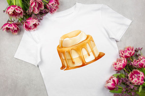 Watercolor Crème Caramel Clipart Bundle Sublimation Regulrcrative 